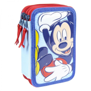 Školský peračník trojposchodový s náplňou Myšiak Mickey 3D